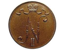 Редкая, медная монета 5 пенни 1917 года. 2