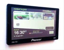 Навигатор Pioneer 752 экран 7дюймов,блютуз, ФМ-модулятор ,ав-вхо