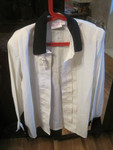 Блузка бело-кремовая с фиолетовым воротником 46 размер