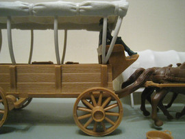 Солдатики 1/32 Marx Повозка 2 лошади 2 тента West