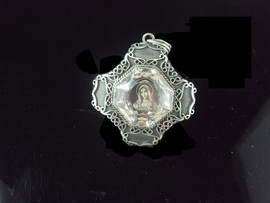 Кулон уникальный Сребро 925 кварц с изображением Девы Марии