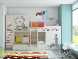 Детская двухъярусная кровать «Лео Принт»