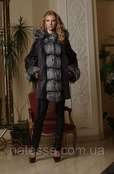 Шуба из мутона и чернобурки летучая мышь 2