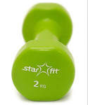Гантель виниловая starfit db-101 2 кг, зеленая