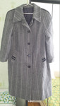 Женское пальто XL с шерстинкой {1989} серое в лёгкую чёрную поло