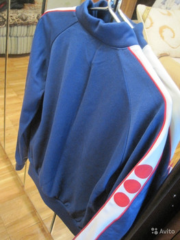 Спортивная фирменная куртка в сине-белых тонах унисекс 1972-1976