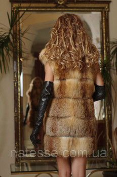 Шуба полушубок меховой жилет меховая жилетка из меха лисы 5