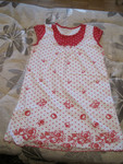 Платье лёгкое в бело-красных тонах на возраст 4 - 7 лет