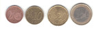 2, 10, 20 центов и 1 Евро монеты 2002 г