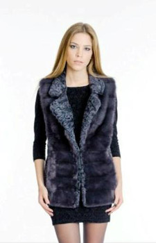 Жилет из норки графит с каракулем