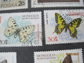 Коллекция марок из 7 штук на тему "бабочки" Монголия