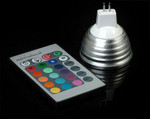 Многоцветная лампа led RGB 3W MR16 с пультом управления
