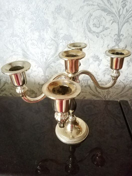 Компактный английский подсвечник с клеймом с посеребрением на 5