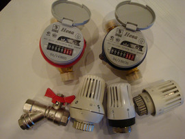 Счетчики воды, термо головки, краны Вальтек
