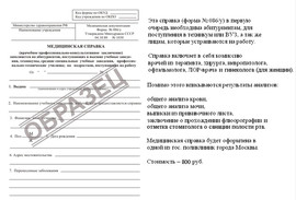 Справки поступающим 086у, в лагерь 079у, о болезни студентам 095 4
