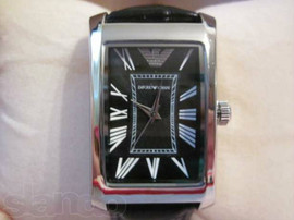 Чёткие часы Armani black мужские новые 3