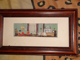 картина акварель Интерьер 60-х