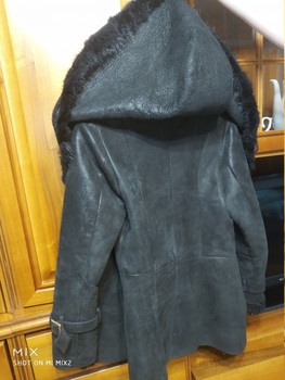 Дубленка чёрная с капюшоном {Каляев} норка