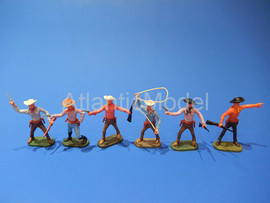 Солдатики 1/32 Cherilea Пешие ковбои 6 шт Вестерн 2