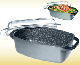 Stoneline жаровня со стекл. крышкой с камен. покрытием