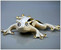 Лягушка белая с золотом и стразами Сваровски. Скульптура керамика Ahur