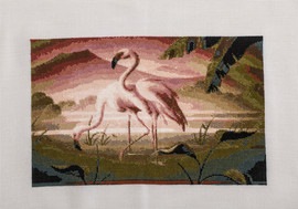 Картина вышивка крестом "Розовые фламинго"