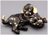Щенок с клубком черный с золотом. Скульптура Ahura. Длина 26см
