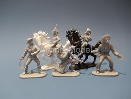 Солдатики 1/32 Hofler Ковбои Серый цвет №2 5 фигуры 5 позы 2