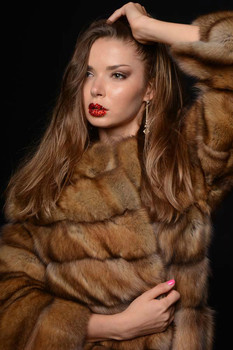 Шуба из меха Баргузинского соболя с рукавом 3/4