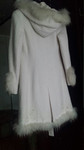 Женская белая шуба -пальто с капюшоном Размер 44-46 ( S )