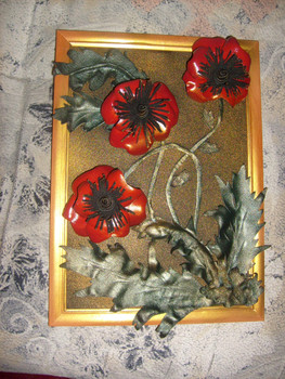 картина из кожи(маки)