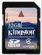 Карта памяти SD HC 32 Гб Kingston Class 4