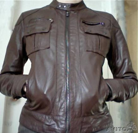 Куртка кожаная коричневая