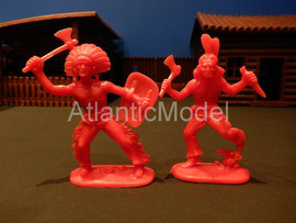 Солдатики 1/32 Hofler Два пеших индейца красный цв