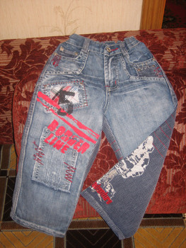 джинсы для мальчика, р.104, с вельвет вставками