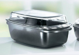 Stoneline жаровня со стеклянной крышкой с антипригарным каменным