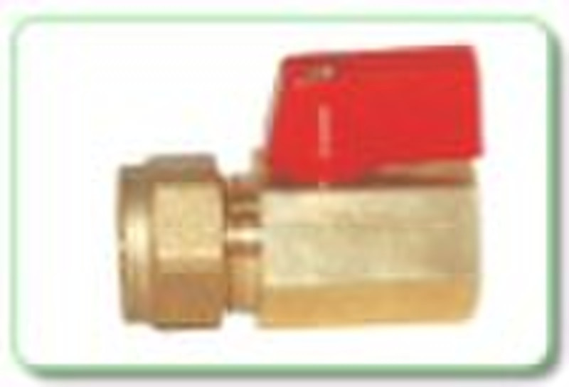 Mini ball valve with head-brass color