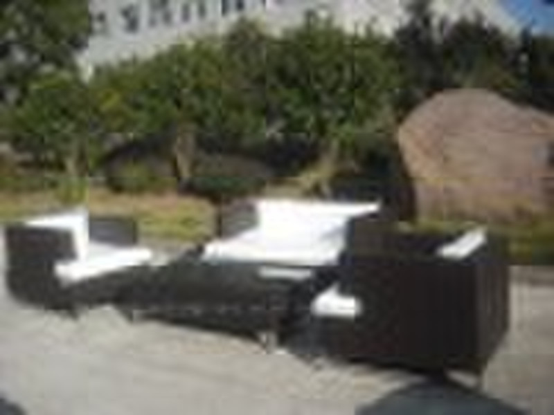 Stainless Steel Legs 4-Seat Rattan Sofa Set
