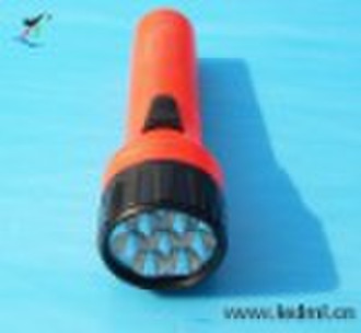 7 led plastic flashlight,rechargeable super capaci