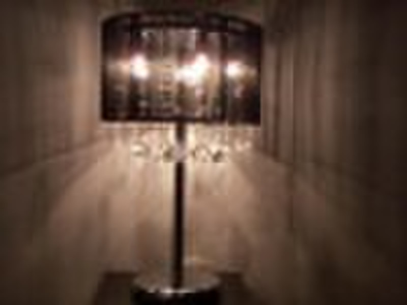 Round string and crystal black table lamp