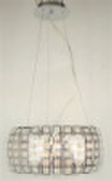Chrome Metal & Glass Beads Pendant Lamp