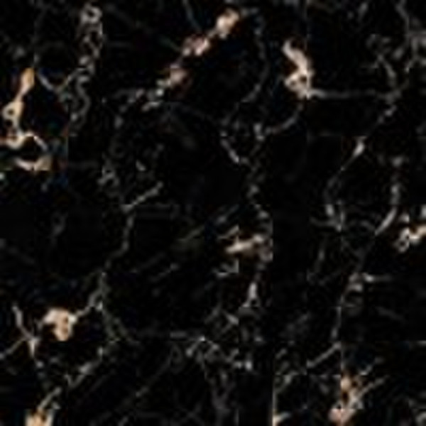 Full Polished Glazed Dark-Black Marble Stone Porce