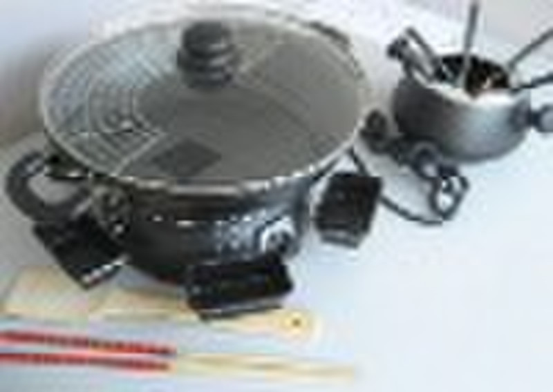 Non-stick Elektrischer Wok mit Fondue-Set (Artikel-Nr: K