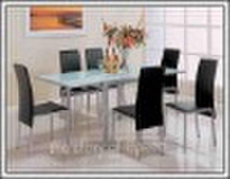Extensible metal glass dining table