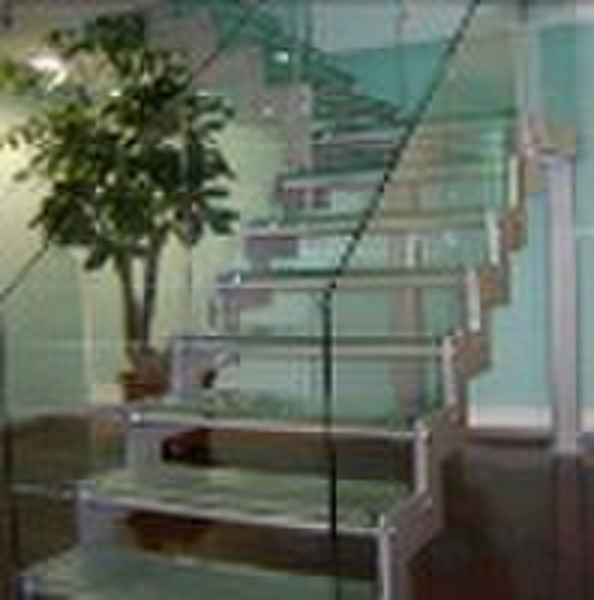 Toughened Glass Staircase (Double Cast steel strin