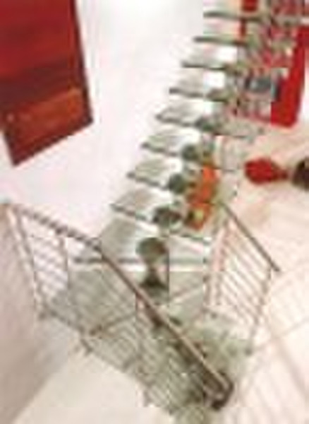 Edelstahl Treppe (gehärtetes Glas Laufflächen)