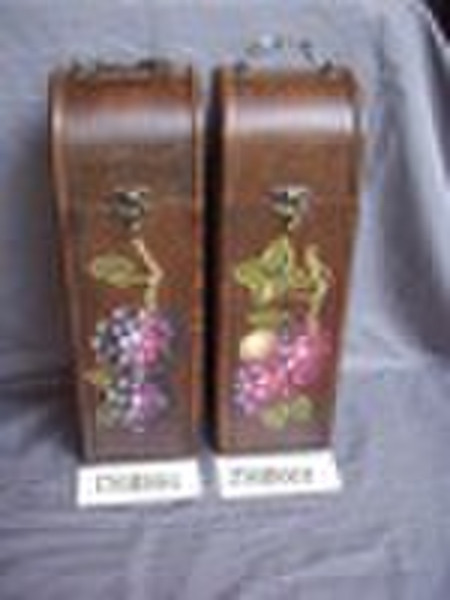 Wooden wine box with painting