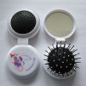 travel plastic mirror hair brush