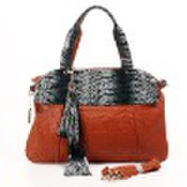 100%real leather  brown handbag