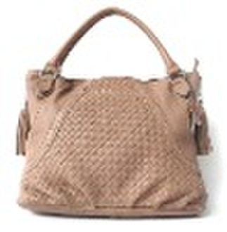 Pretty Knitted sheep leather handbag with Tassels